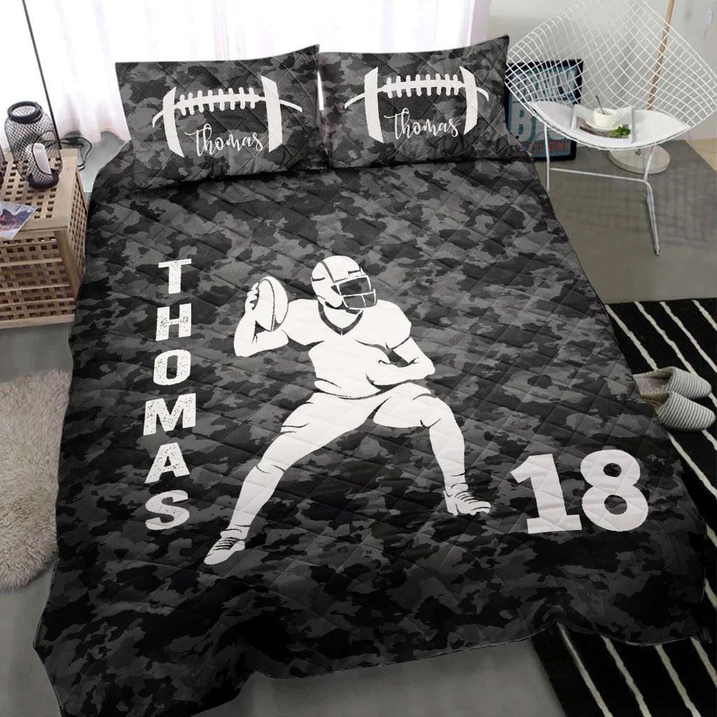 Ohaprints-Quilt-Bed-Set-Pillowcase-America-Football-Player-Fan-Gift--Black-Camo-Custom-Personalized-Name-Number-Blanket-Bedspread-Bedding-433-Throw (55'' x 60'')