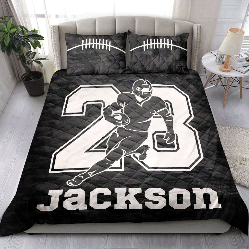 Ohaprints-Quilt-Bed-Set-Pillowcase-Football-Black-Camo-Player-Fan-Unique-Gift-Custom-Personalized-Name-Number-Blanket-Bedspread-Bedding-1606-Throw (55'' x 60'')