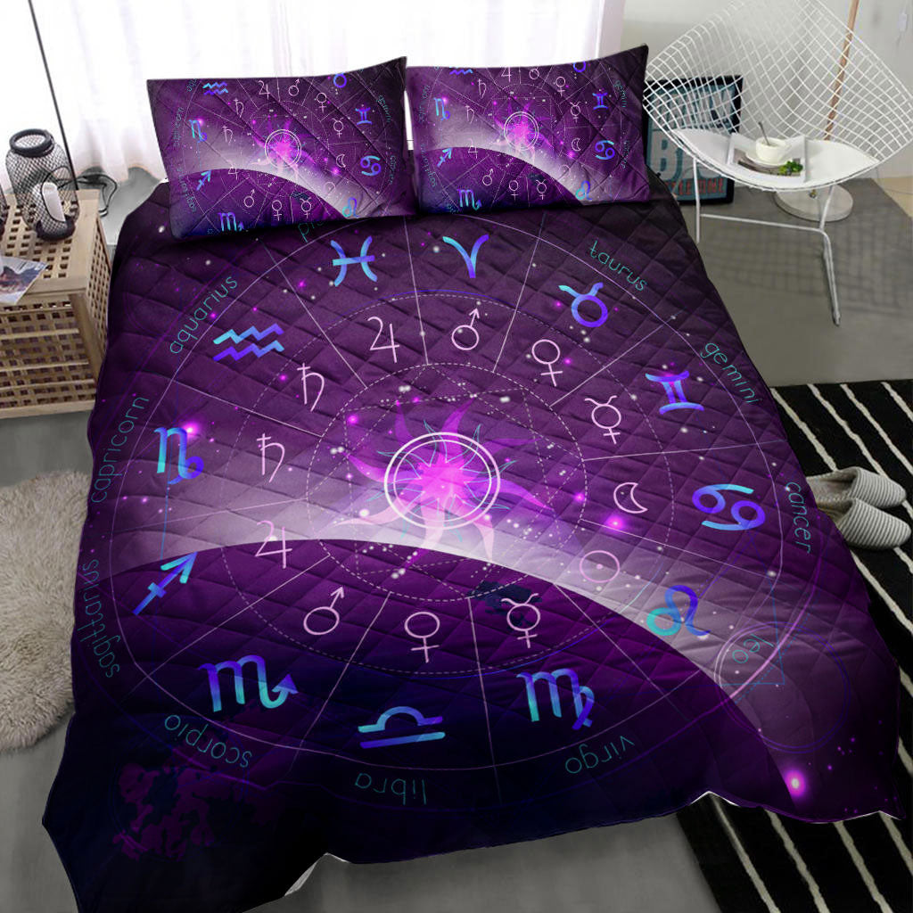 Ohaprints-Quilt-Bed-Set-Pillowcase-Horoscope-Circle-Zodiac-Star-Spirit-Constellation-Purple-Soul-Unique-Gift-Idea-Blanket-Bedspread-Bedding-2192-Throw (55'' x 60'')