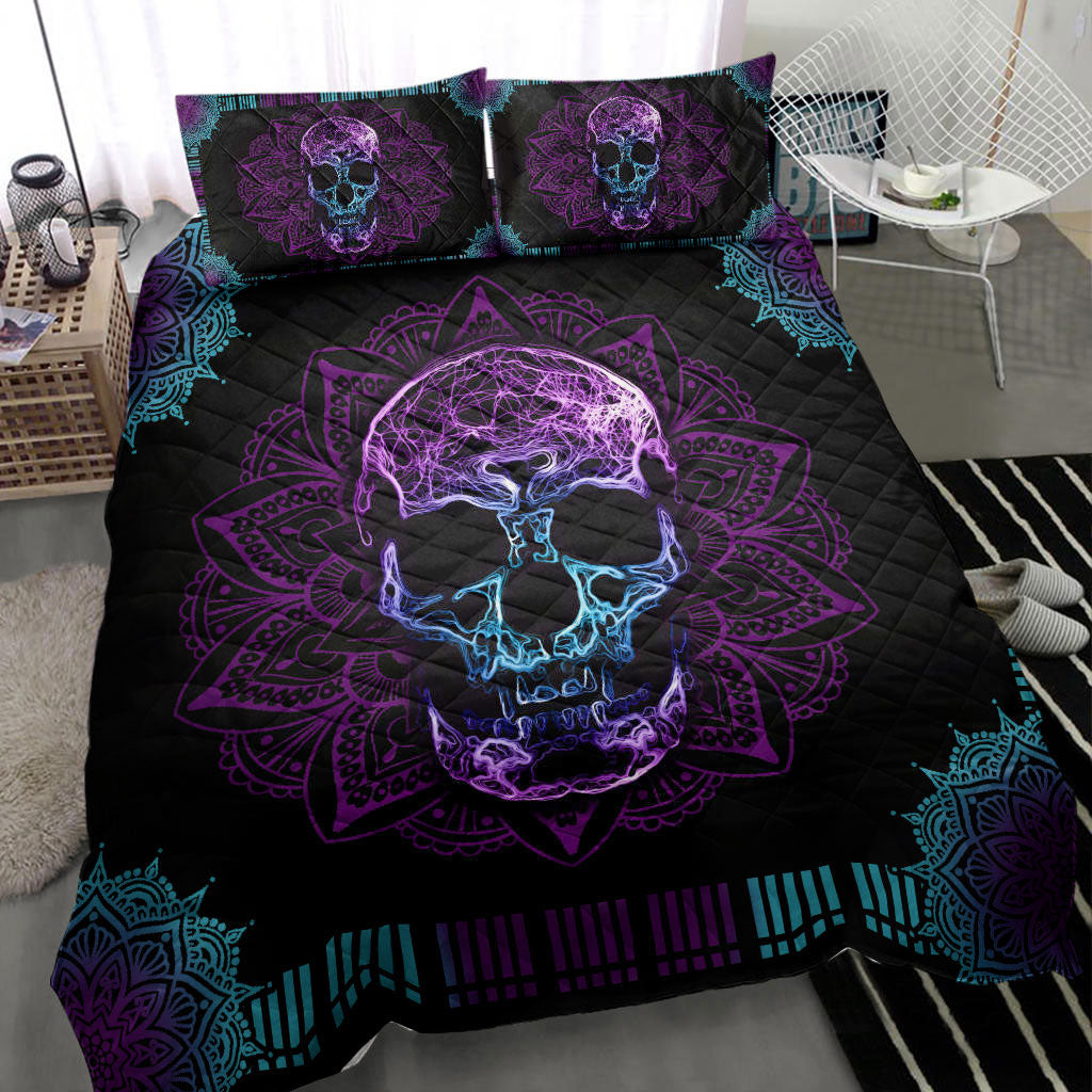 Ohaprints-Quilt-Bed-Set-Pillowcase-Purple-Skull-Skeleton-Mandala-Horror-Gothic-Black-Unique-Gift-Idea-Blanket-Bedspread-Bedding-2852-Throw (55'' x 60'')