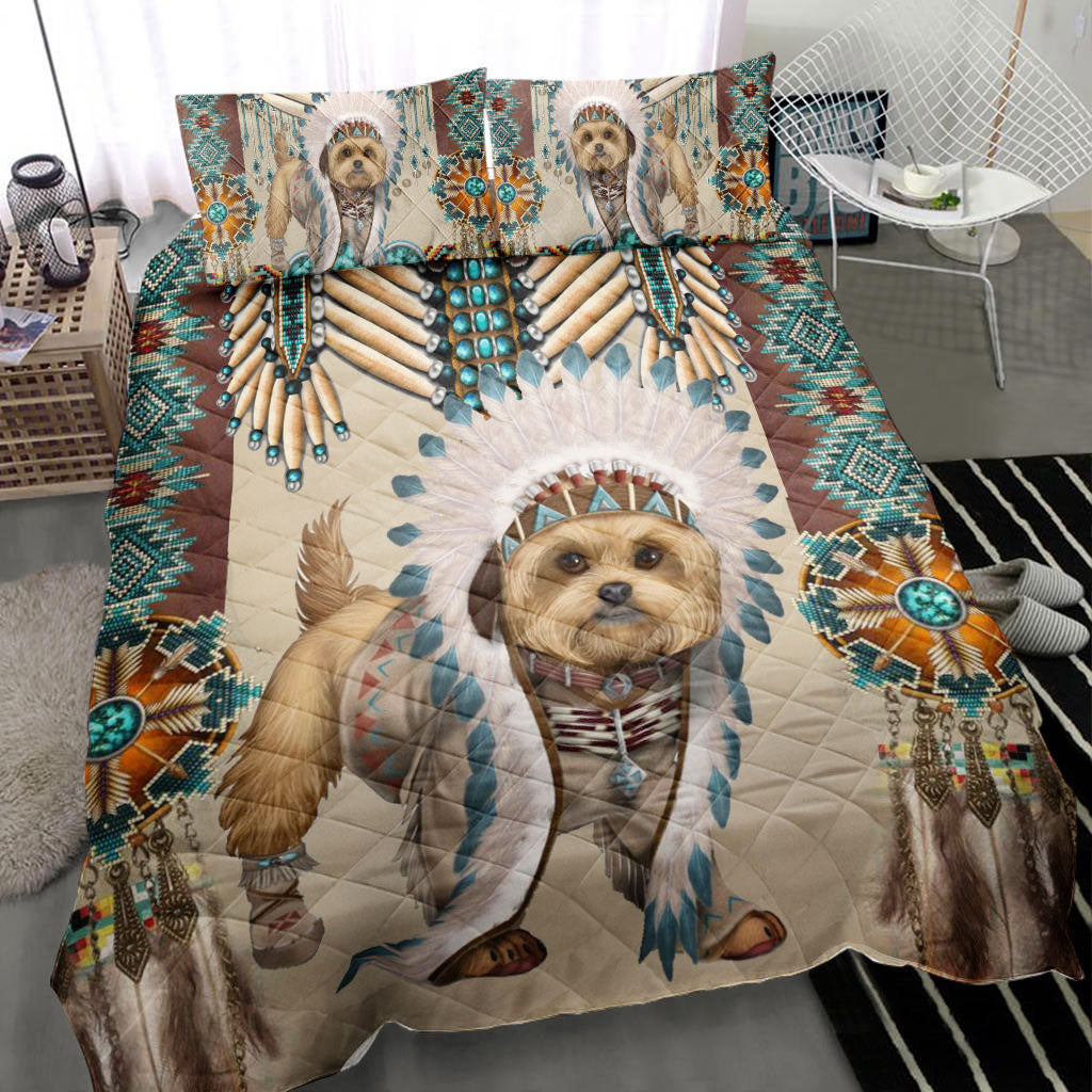 Ohaprints-Quilt-Bed-Set-Pillowcase-Yorkshire-Yorkie-American-Native-Indigenous-Vintage-Boho-Pet-Dog-Lover-Blanket-Bedspread-Bedding-2787-Throw (55'' x 60'')