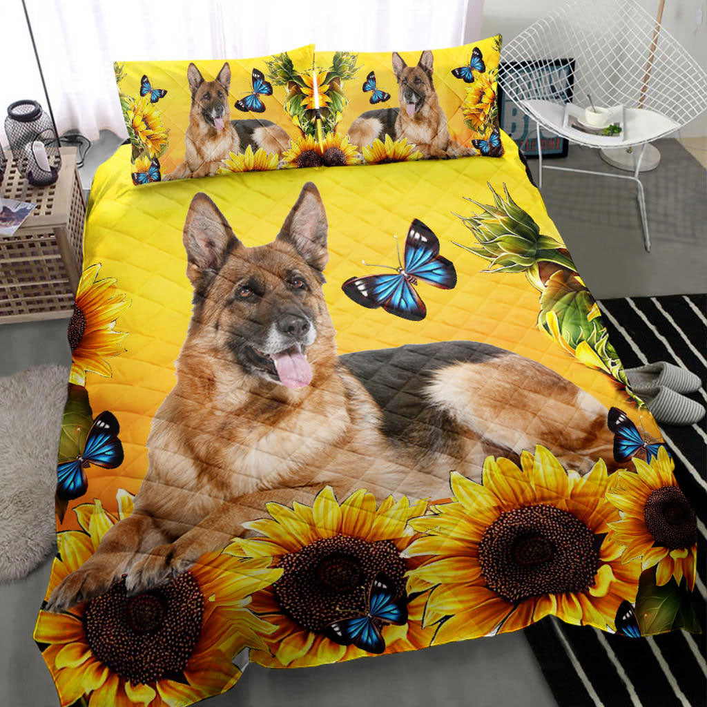 Ohaprints-Quilt-Bed-Set-Pillowcase-Animal-Pet-Dog-Lover-German-Shepherd-Sunflower-Unique-Gift-Idea-Blanket-Bedspread-Bedding-436-Throw (55'' x 60'')