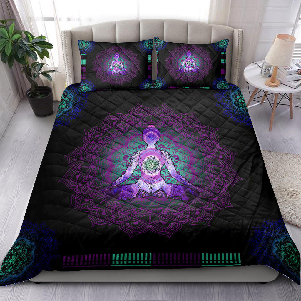 Ohaprints-Quilt-Bed-Set-Pillowcase-Yoga-Mandala-Purple-Black-Meditation-Chakra-Unique-Gift-Idea-Blanket-Bedspread-Bedding-1028-Double (70'' x 80'')