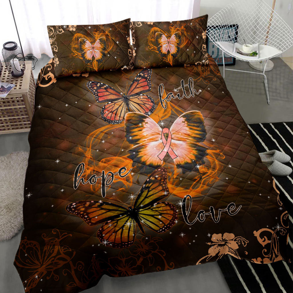 Ohaprints-Quilt-Bed-Set-Pillowcase-Raise-Multiple-Sclerosis-Awareness-Butterfly-Faith-Hope-Love-Orange-Blanket-Bedspread-Bedding-1610-Throw (55'' x 60'')
