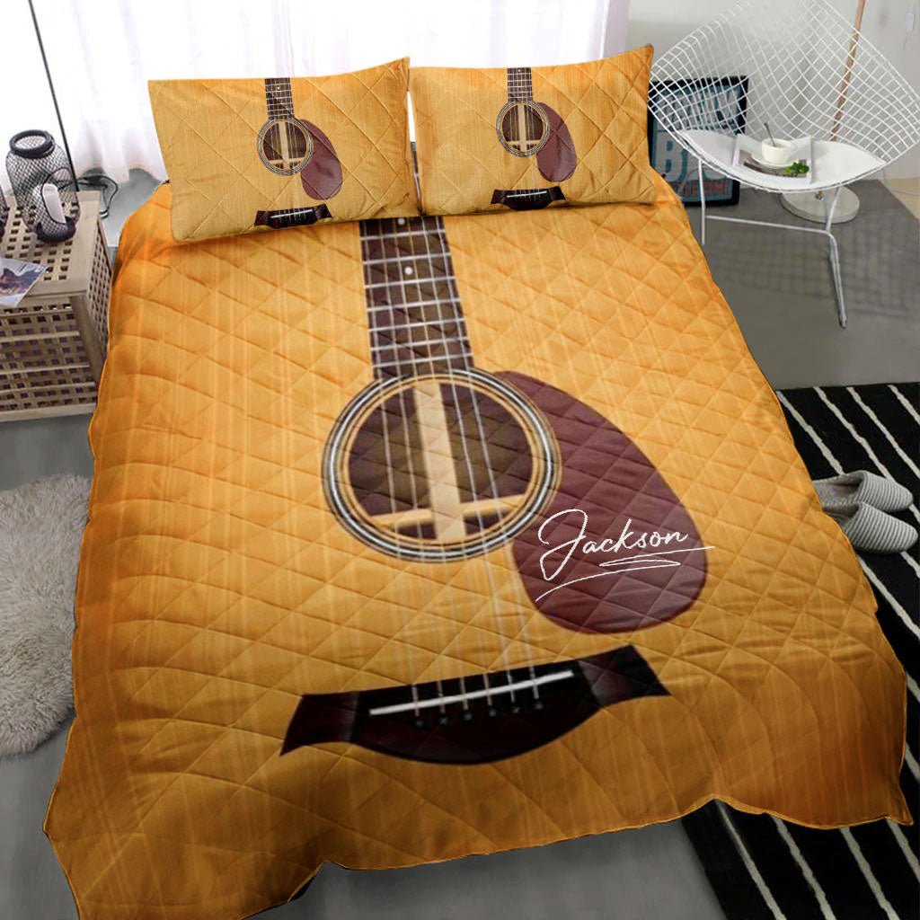 Ohaprints-Quilt-Bed-Set-Pillowcase-Acoustic-Guitar-Vintage-Music-Theme-Guitarist-Gift-Idea-Brown-Blanket-Bedspread-Bedding-438-Throw (55'' x 60'')