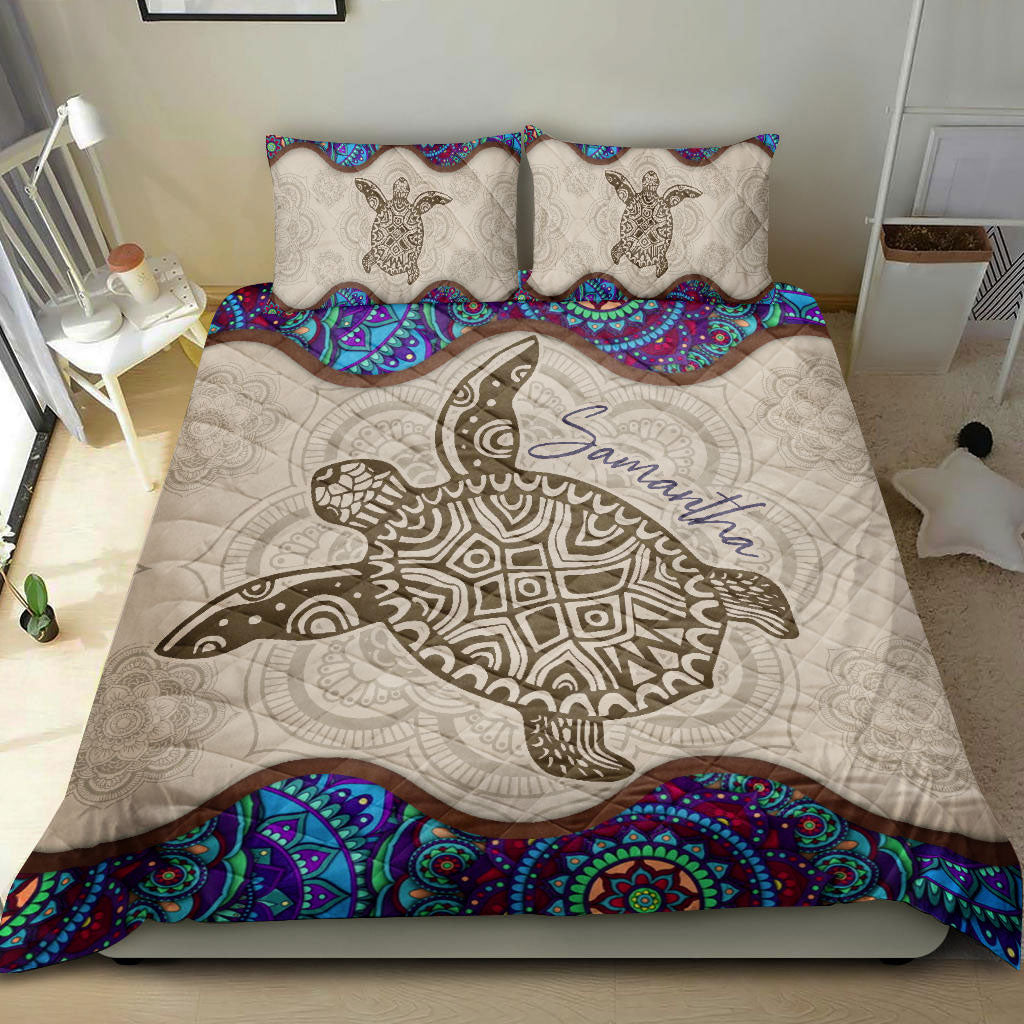 Ohaprints-Quilt-Bed-Set-Pillowcase-Mandala-Sea-Turtle-Ocean-Animal-Vintage-Gift-Idea-Custom-Personalized-Name-Blanket-Bedspread-Bedding-440-Throw (55'' x 60'')