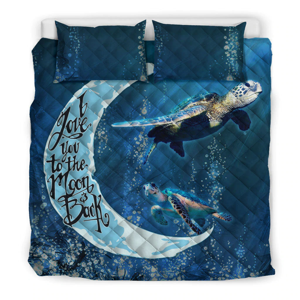 Ohaprints-Quilt-Bed-Set-Pillowcase-I-Love-You-To-Moon-Sea-Turtle-Couple-Ocean-Animal-Lover-Gift-Idea-Blue-Blanket-Bedspread-Bedding-1032-Throw (55'' x 60'')