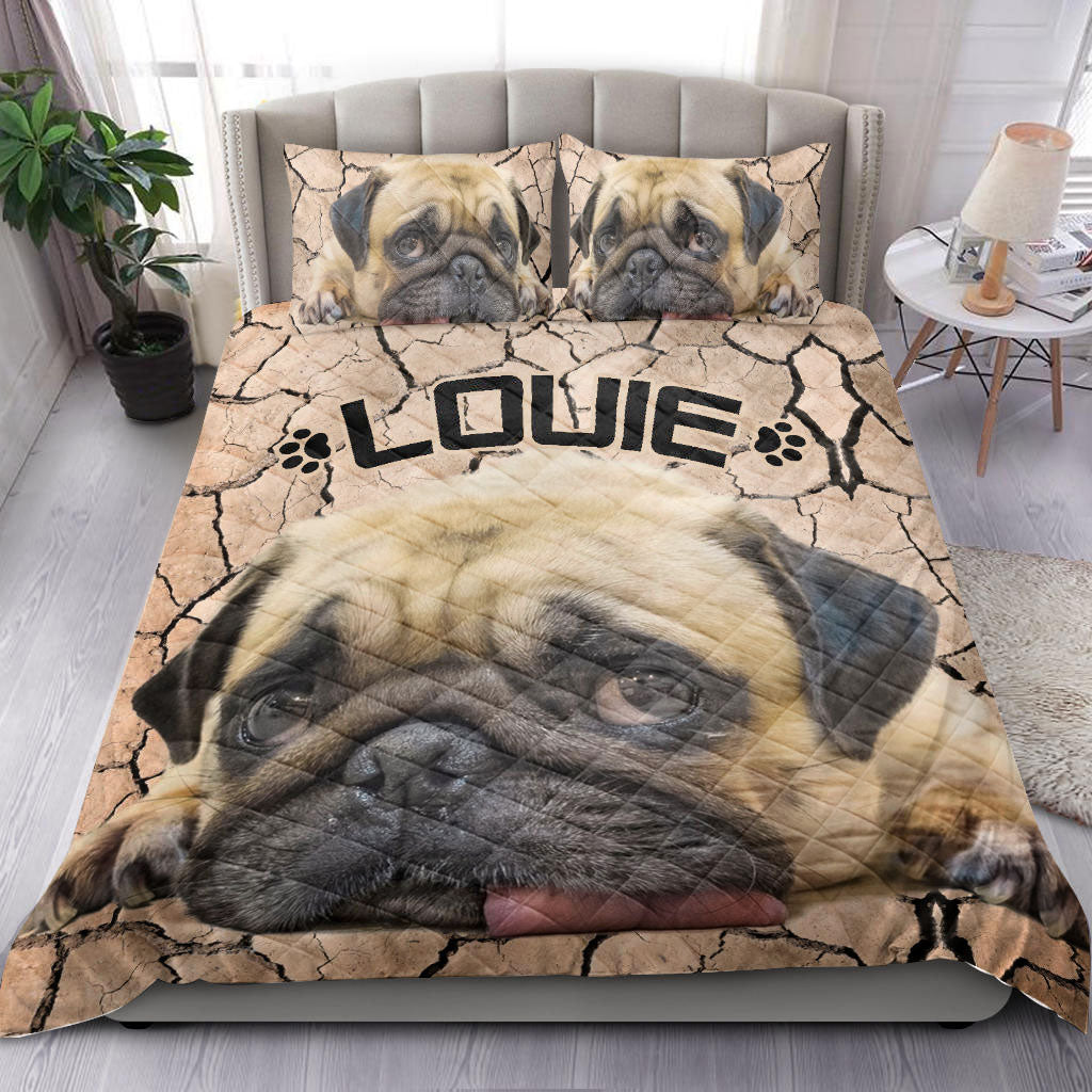 Ohaprints-Quilt-Bed-Set-Pillowcase-Funny-Pug-Face-Animal-Pet-Dog-Love-Gift-Idea-Brown-Custom-Personalized-Name-Blanket-Bedspread-Bedding-1033-Throw (55'' x 60'')