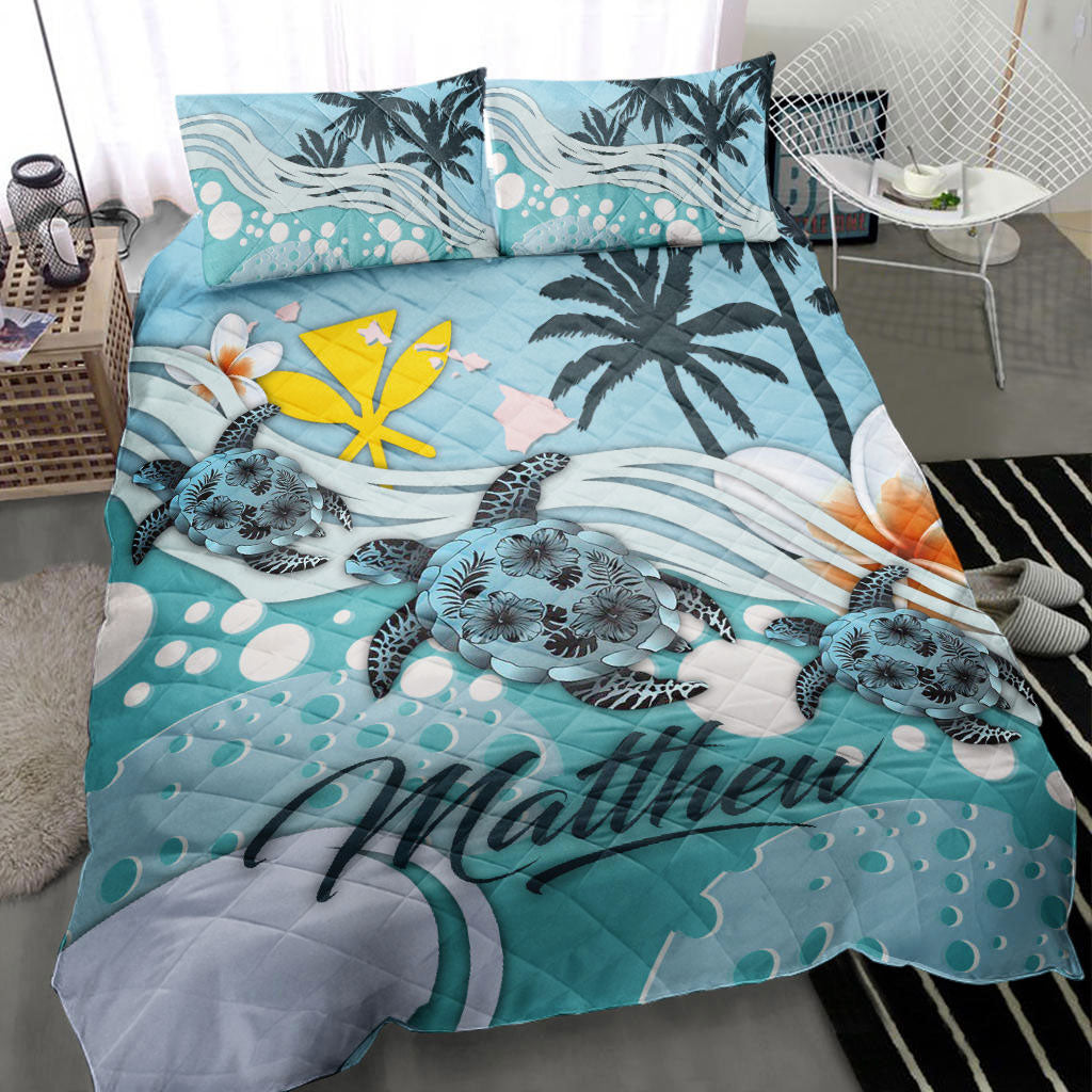 Ohaprints-Quilt-Bed-Set-Pillowcase-Hawaii-Summer-Vibes-Sea-Turtle-Ocean-Beach-Lover-Gift-Custom-Personalized-Name-Blanket-Bedspread-Bedding-2793-Throw (55'' x 60'')