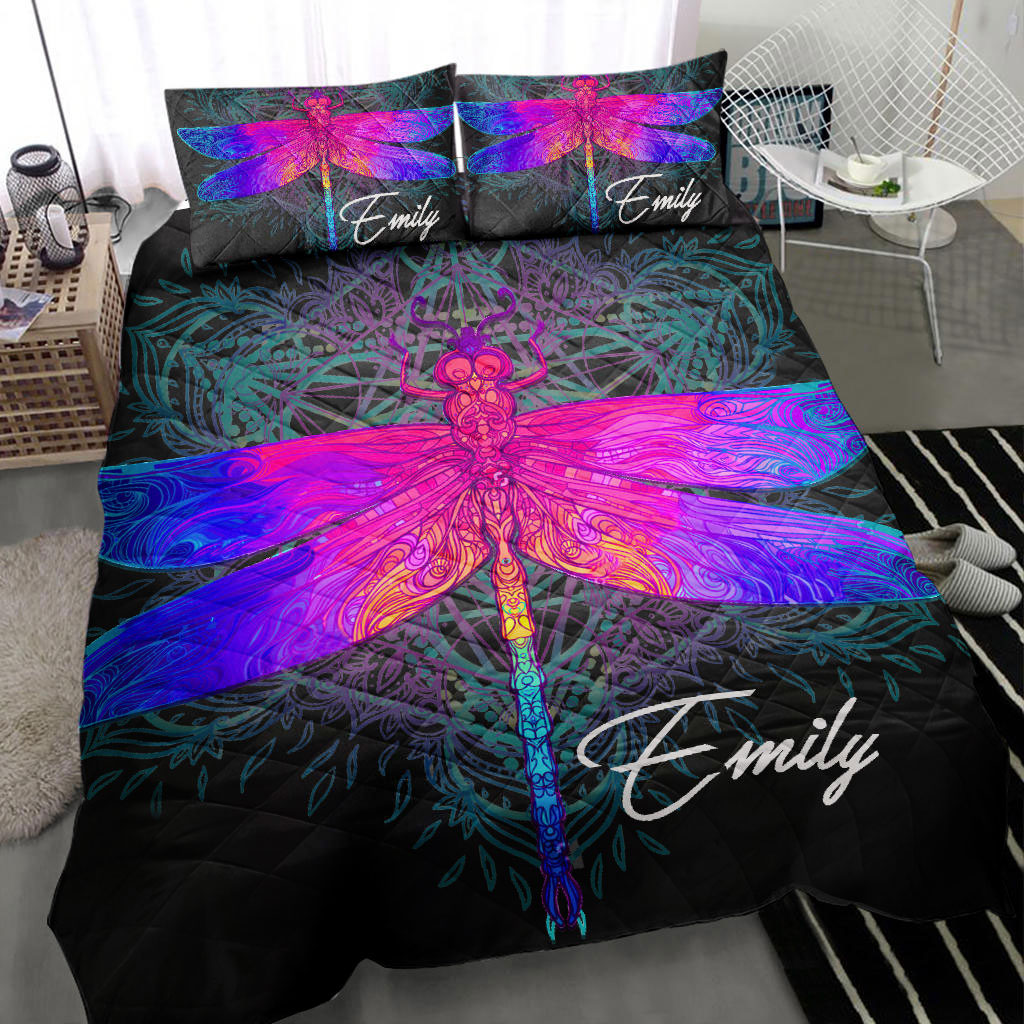 Ohaprints-Quilt-Bed-Set-Pillowcase-Colorful-Dragonfly-Wicca-Mystery-Gothic-Black-Gift-Custom-Personalized-Name-Blanket-Bedspread-Bedding-1615-Throw (55'' x 60'')