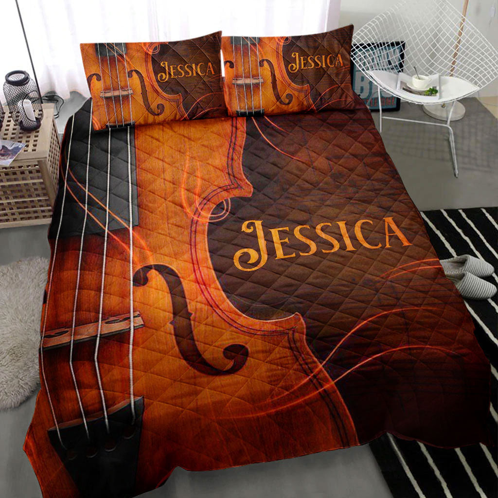 Ohaprints-Quilt-Bed-Set-Pillowcase-Cello-Cellist-Vintage-Music-Theme-Brown-Gift-Idea-Custom-Personalized-Name-Blanket-Bedspread-Bedding-2200-Throw (55'' x 60'')