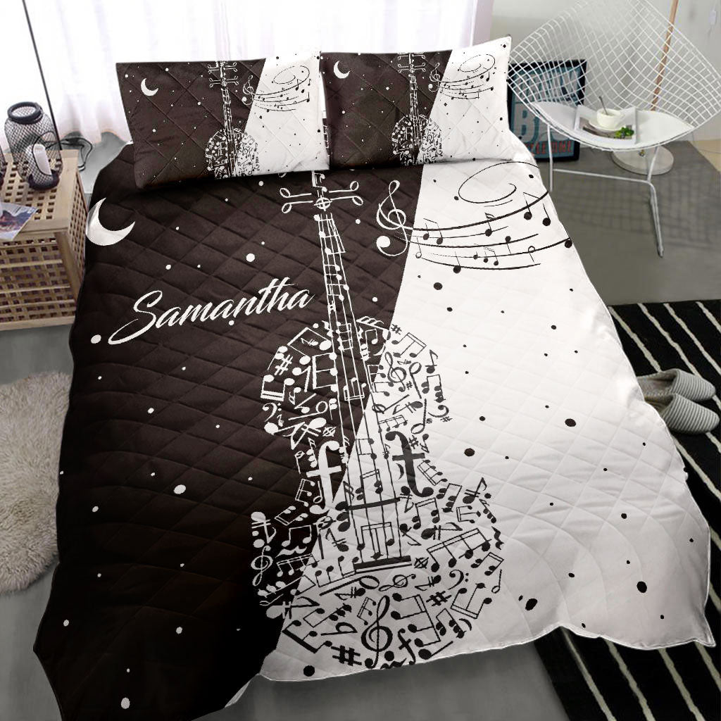 Ohaprints-Quilt-Bed-Set-Pillowcase-Cello-Cellist-Vintage-Music-Theme-Black-White-Gift-Custom-Personalized-Name-Blanket-Bedspread-Bedding-2794-Throw (55'' x 60'')