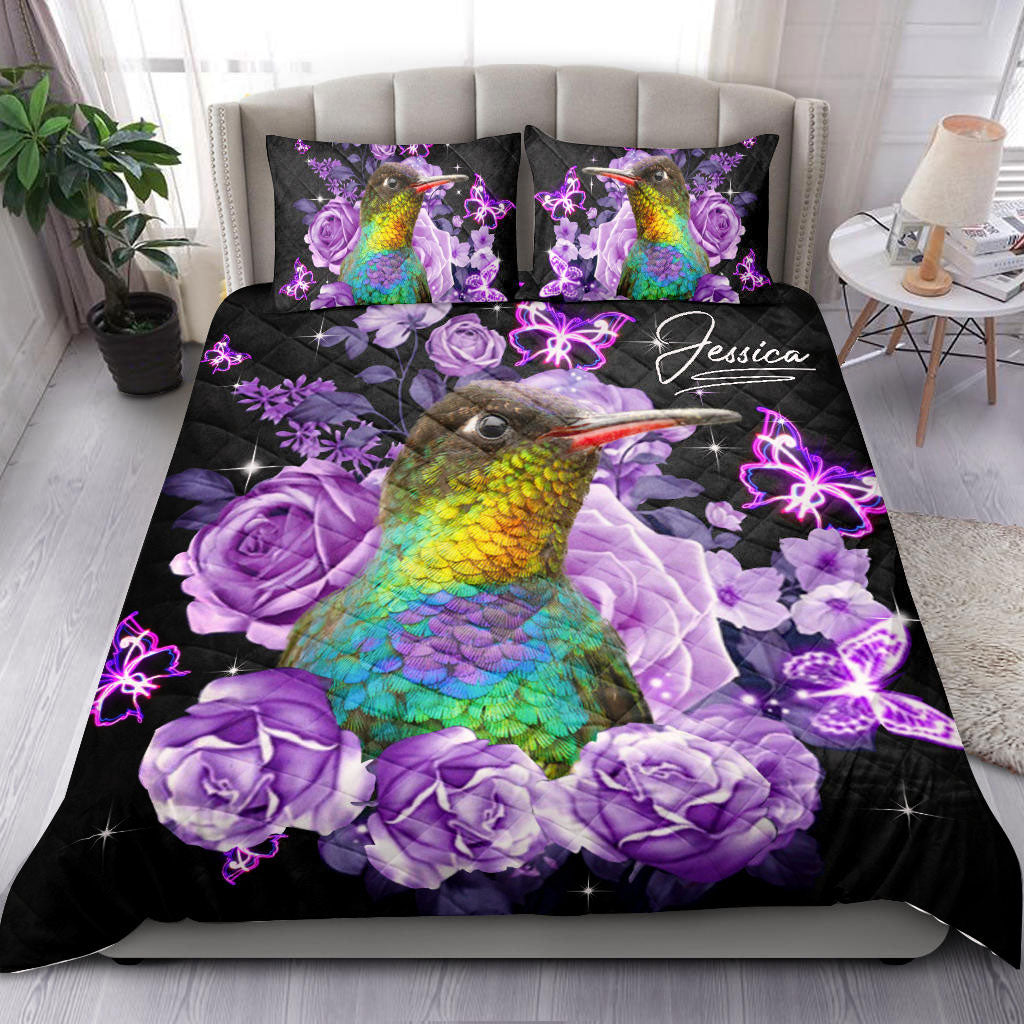 Ohaprints-Quilt-Bed-Set-Pillowcase-Hummingbird-Purple-Flower-Seasonal-Unique-Gift-Idea-Custom-Personalized-Name-Blanket-Bedspread-Bedding-1035-Throw (55'' x 60'')