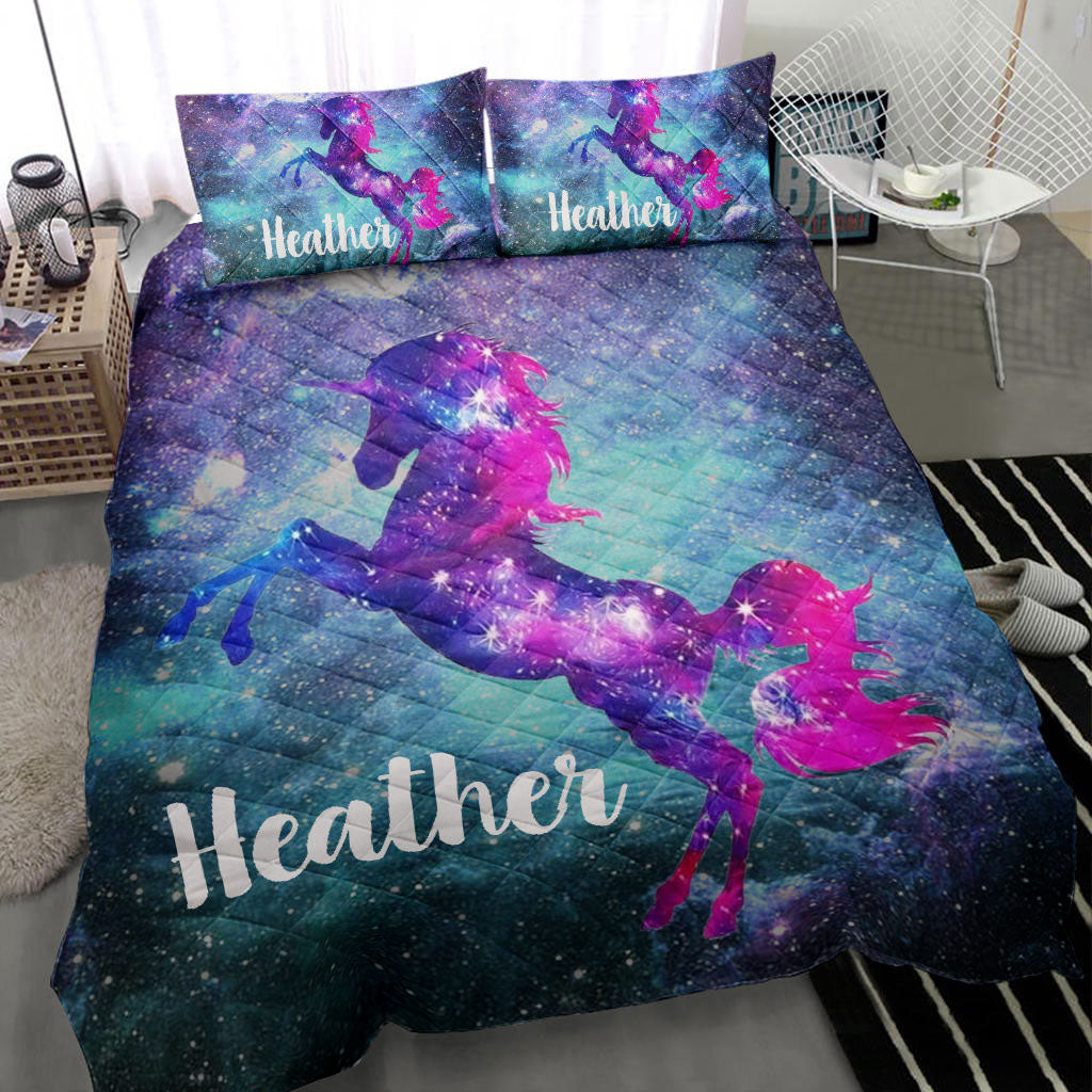 Ohaprints-Quilt-Bed-Set-Pillowcase-Unicorn-Galaxy-Universe-Unique-Gift-Idea-All-Season-Custom-Personalized-Name-Blanket-Bedspread-Bedding-2202-Throw (55'' x 60'')