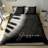 Ohaprints-Quilt-Bed-Set-Pillowcase-Piano-Keyboard-Music-Theme-Pianist-Gift-Black-Custom-Personalized-Name-Blanket-Bedspread-Bedding-3060-Throw (55&#39;&#39; x 60&#39;&#39;)