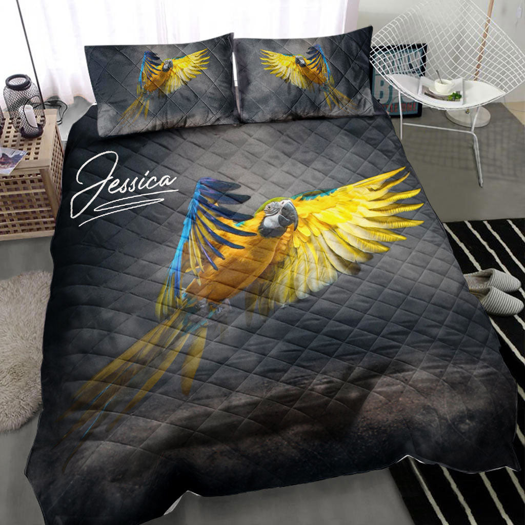 Ohaprints-Quilt-Bed-Set-Pillowcase-Parrot-Sun-Conure-Bird-Lover-3D-Print-Gift-Idea-Custom-Personalized-Name-Blanket-Bedspread-Bedding-2203-Throw (55'' x 60'')