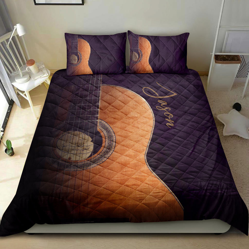 Ohaprints-Quilt-Bed-Set-Pillowcase-Acoustic-Guitar-Guitarist-Music-Theme-Gift-Vintage-Custom-Personalized-Name-Blanket-Bedspread-Bedding-1619-Throw (55'' x 60'')