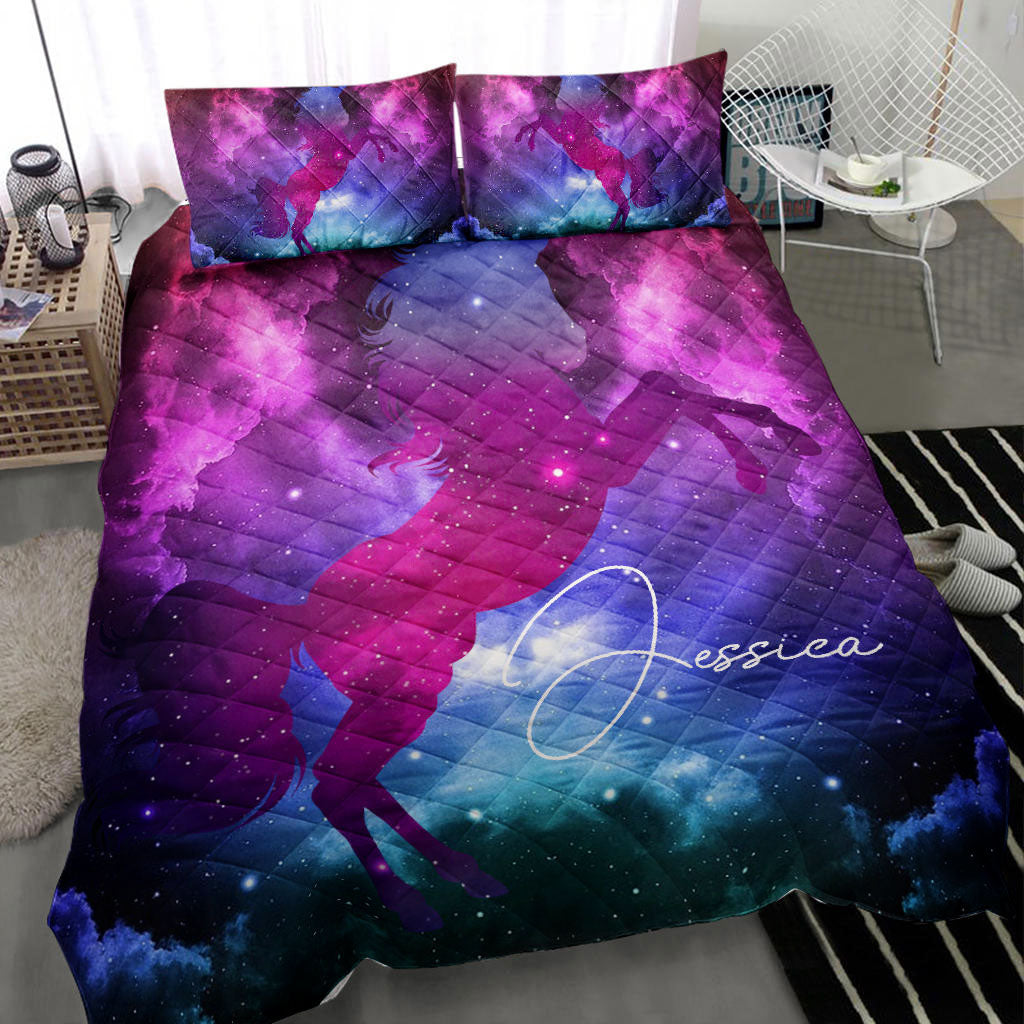 Ohaprints-Quilt-Bed-Set-Pillowcase-Galaxy-Universe-Unicorn-Magical-Gift-Idea-For-Girl-Custom-Personalized-Name-Blanket-Bedspread-Bedding-2206-Throw (55'' x 60'')