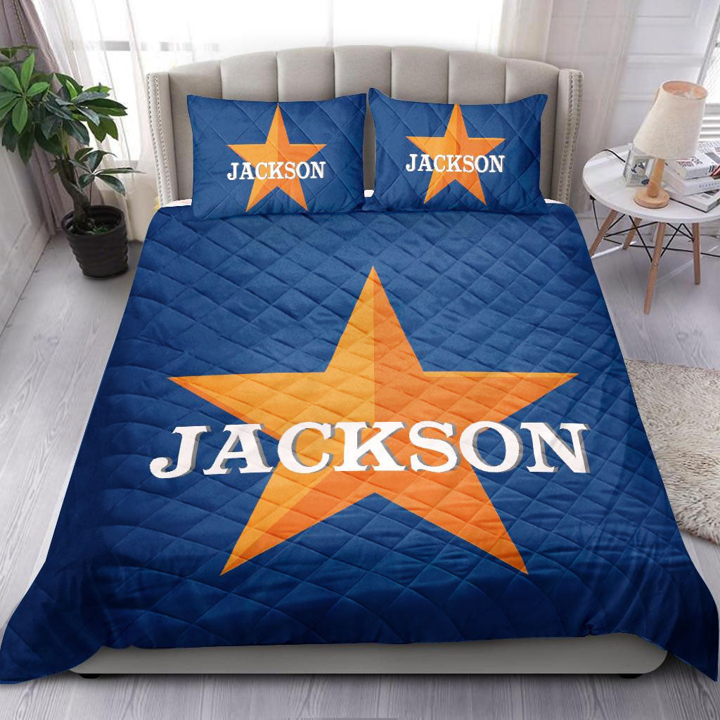 Ohaprints-Quilt-Bed-Set-Pillowcase-Baseball-Orange-Star-Player-Fan-Gift-Idea-Blue-Custom-Personalized-Name-Blanket-Bedspread-Bedding-2801-Throw (55'' x 60'')