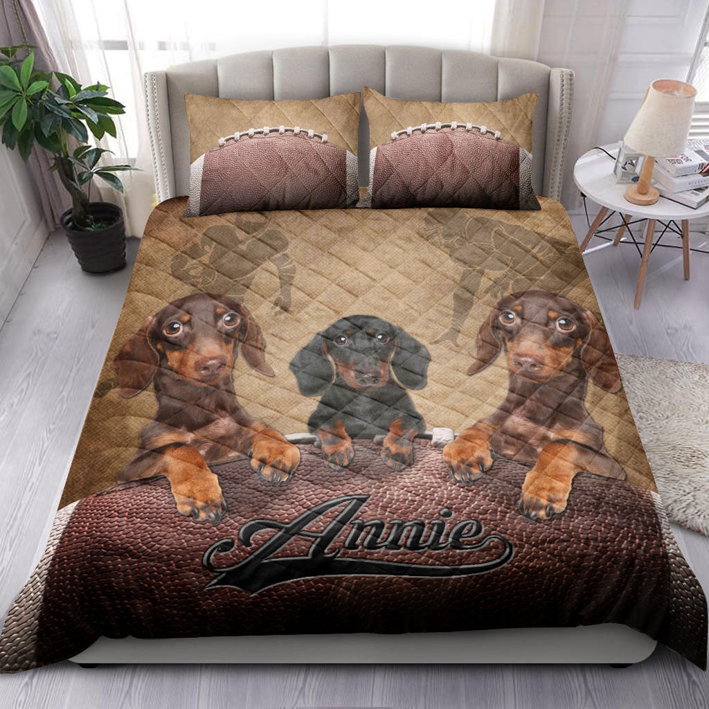 Ohaprints-Quilt-Bed-Set-Pillowcase-Dachshund-Football-Vintage-Dog-Lover-Player-Gift-Custom-Personalized-Name-Blanket-Bedspread-Bedding-450-Throw (55'' x 60'')
