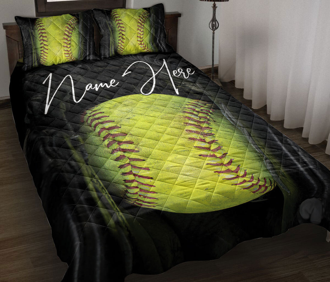 Ohaprints-Quilt-Bed-Set-Pillowcase-Softball-Ball-Unique-Gift-For-Sports-Fan-Lovers-Custom-Personalized-Name-Blanket-Bedspread-Bedding-2999-Throw (55'' x 60'')