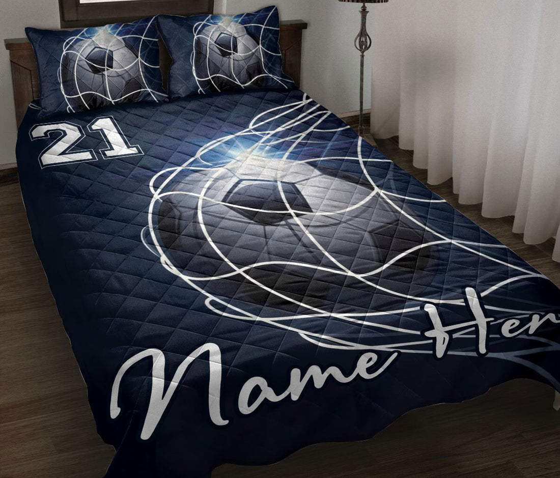 Ohaprints-Quilt-Bed-Set-Pillowcase-Soccer-Goal-Navy-Net-Sports-Lovers-Fan-Unique-Gift-Custom-Personalized-Name-Blanket-Bedspread-Bedding-651-Throw (55'' x 60'')