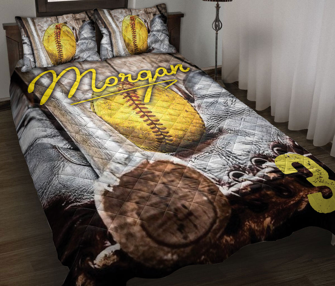Ohaprints-Quilt-Bed-Set-Pillowcase-Softball-Old-School-Ball-Sports-Lover-Fan-Gift-Custom-Personalized-Name-Blanket-Bedspread-Bedding-623-Throw (55'' x 60'')