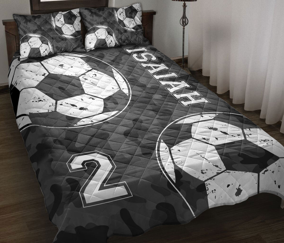 Ohaprints-Quilt-Bed-Set-Pillowcase-Soccer-Ball-Black-Camo-Pattern-Sports-Fan-Gift-Custom-Personalized-Name-Number-Blanket-Bedspread-Bedding-2979-Throw (55'' x 60'')
