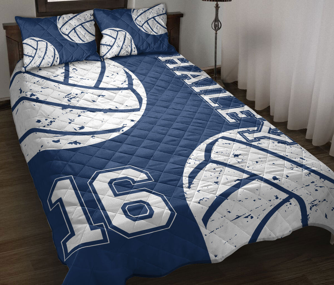 Ohaprints-Quilt-Bed-Set-Pillowcase-Volleyball-Ball-Blue-Pattern-Sports-Lover-Fan-Gift-Custom-Personalized-Name-Blanket-Bedspread-Bedding-1256-Throw (55'' x 60'')