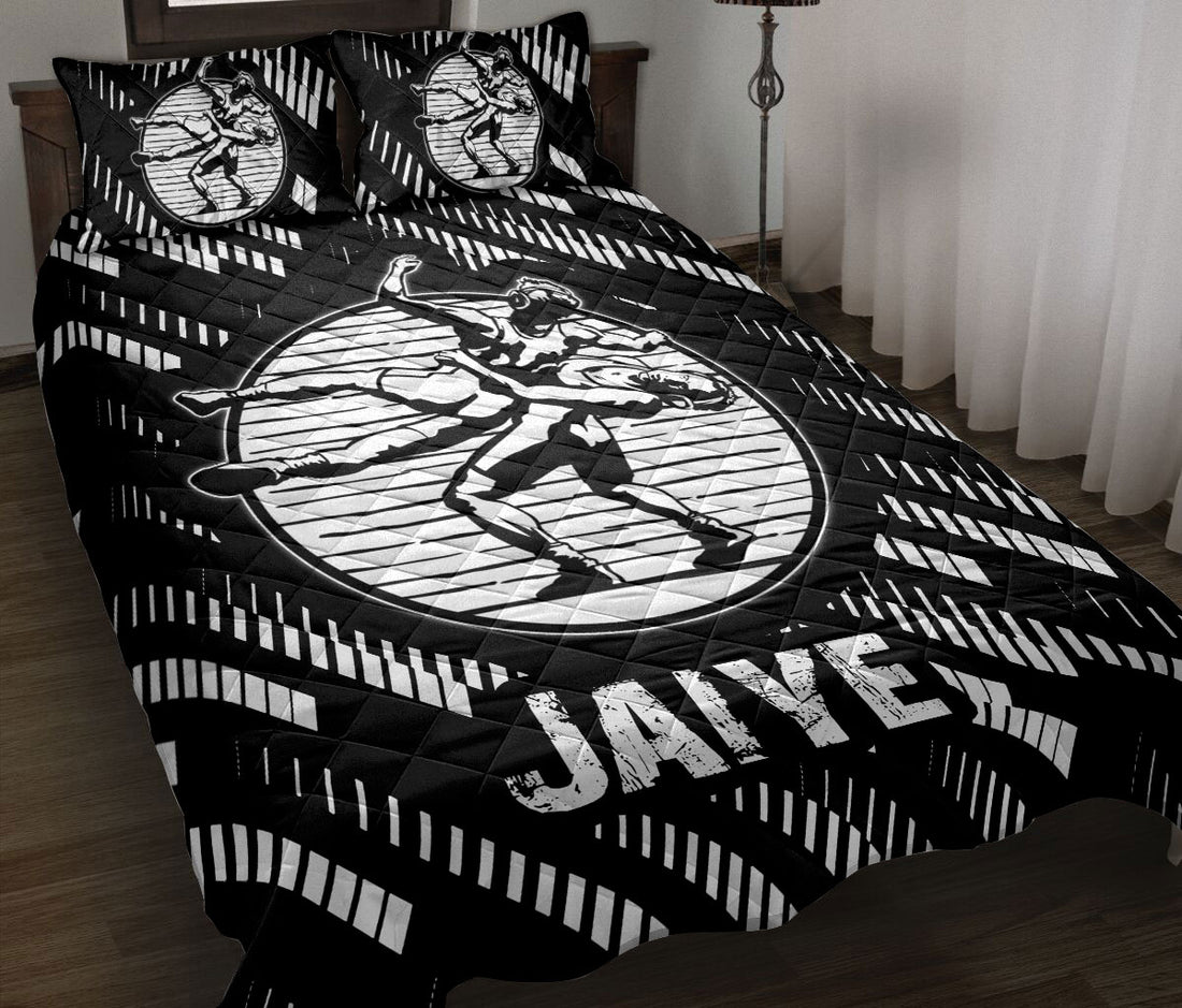 Ohaprints-Quilt-Bed-Set-Pillowcase-Wrestling-Lover-Abstract-Pattern-Wrestler-Sports-Gift-Custom-Personalized-Name-Blanket-Bedspread-Bedding-2952-Throw (55'' x 60'')