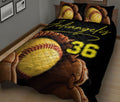 Ohaprints-Quilt-Bed-Set-Pillowcase-Softball-Gloves-Ball-Sports-Lovers-Fan-Unique-Gift-Custom-Personalized-Name-Blanket-Bedspread-Bedding-678-King (90'' x 100'')