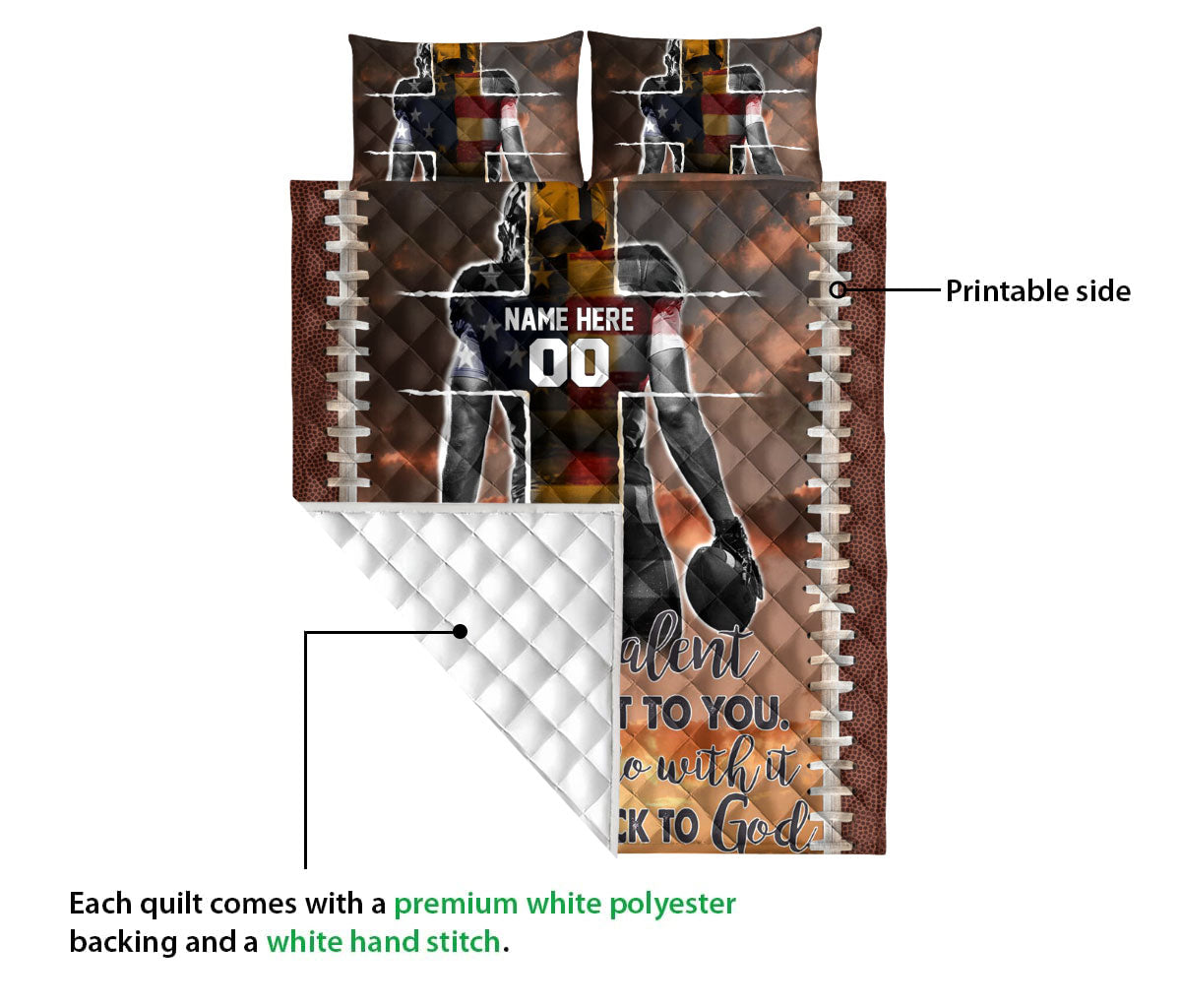 Ohaprints-Quilt-Bed-Set-Pillowcase-Football-Your-Talent-Is-God'S-Gift-To-You-Custom-Personalized-Name-Number-Blanket-Bedspread-Bedding-3127-Queen (80'' x 90'')