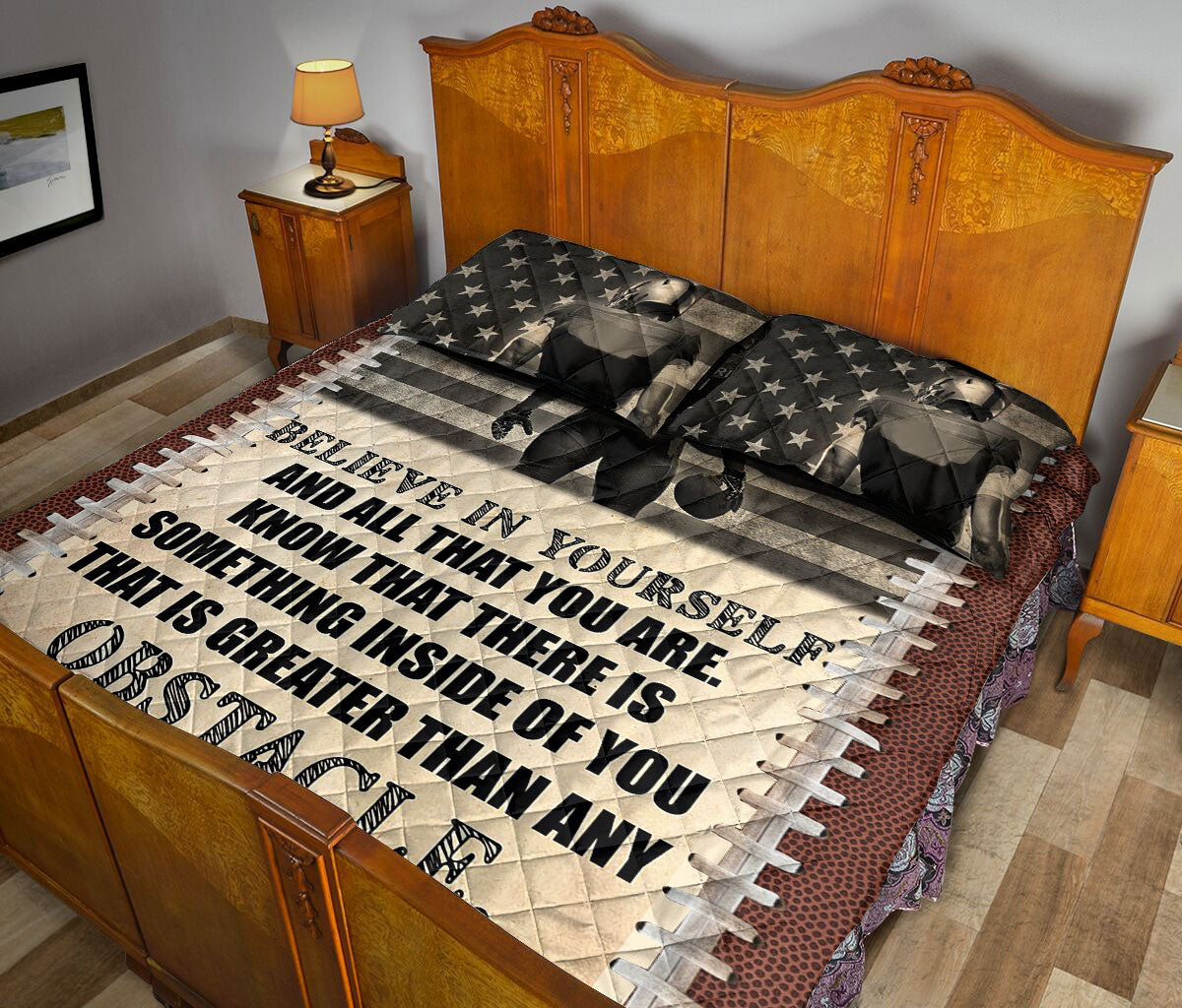 Ohaprints-Quilt-Bed-Set-Pillowcase-Football-Ball-Pattern-Player-Believe-Yourself-Custom-Personalized-Name-Number-Blanket-Bedspread-Bedding-3131-King (90'' x 100'')