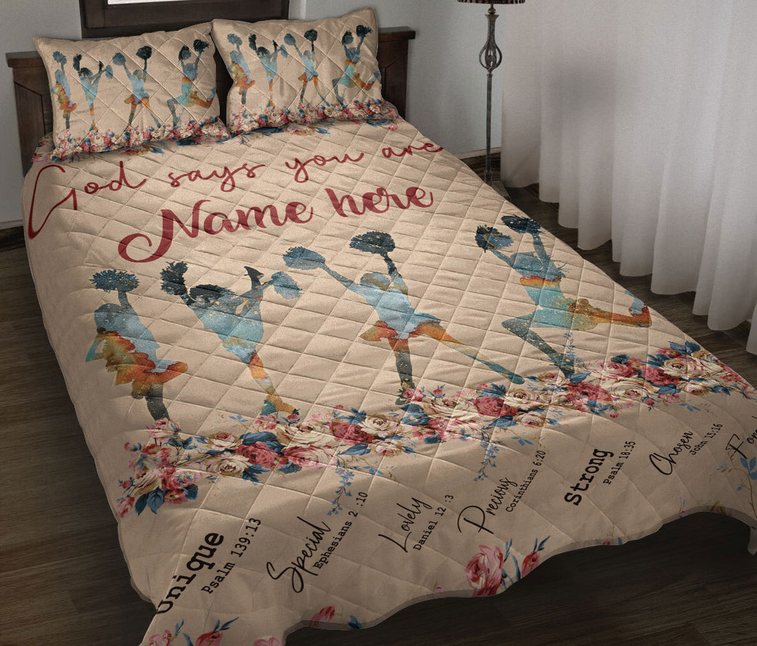 Ohaprints-Quilt-Bed-Set-Pillowcase-Cheerleading-Cheerleader-God-Says-You-Are-Custom-Personalized-Name-Blanket-Bedspread-Bedding-3448-Throw (55'' x 60'')