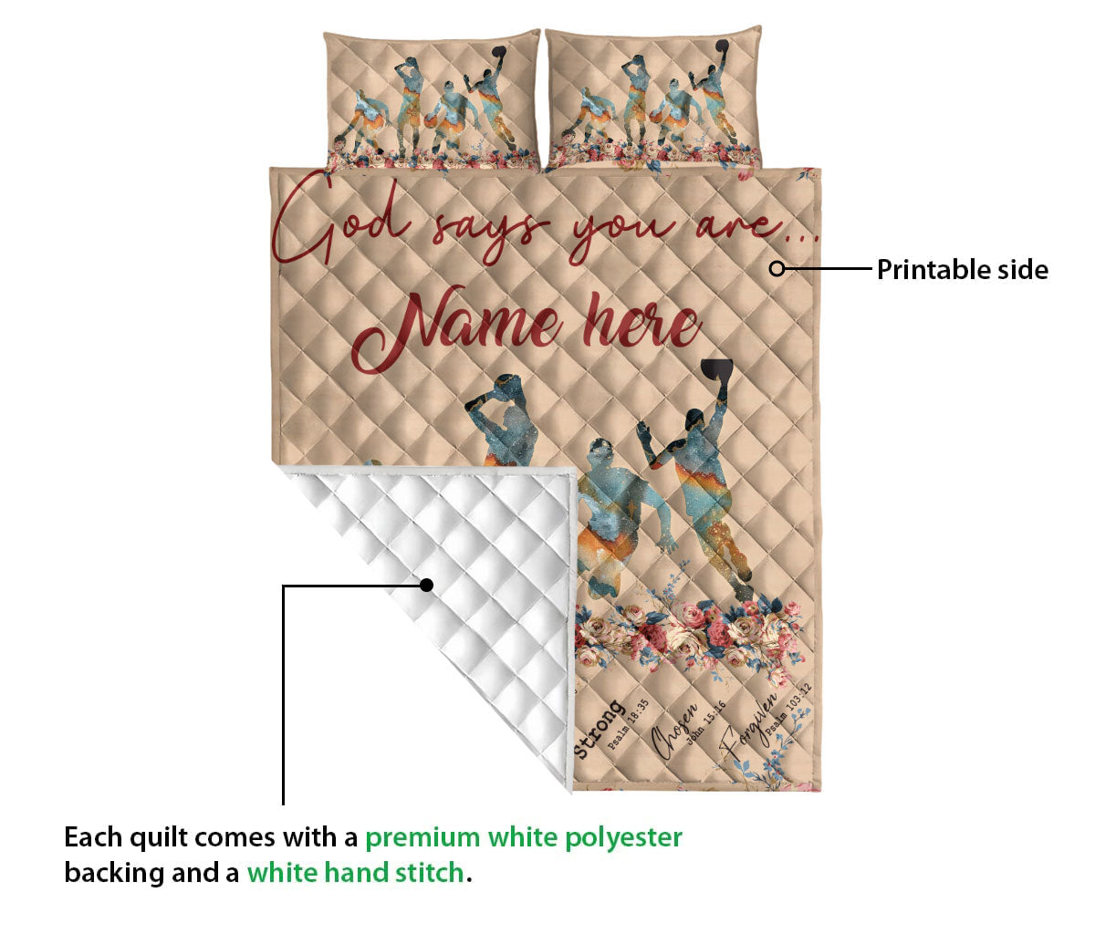 Ohaprints-Quilt-Bed-Set-Pillowcase-Basketball-Player-God-Says-You-Are-Sport-Custom-Personalized-Name-Blanket-Bedspread-Bedding-3395-Queen (80'' x 90'')