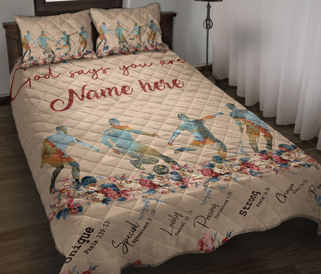 Ohaprints-Quilt-Bed-Set-Pillowcase-Soccer-God-Says-You-Are-Sport-Lover-Gift-Custom-Personalized-Name-Blanket-Bedspread-Bedding-3369-Throw (55'' x 60'')