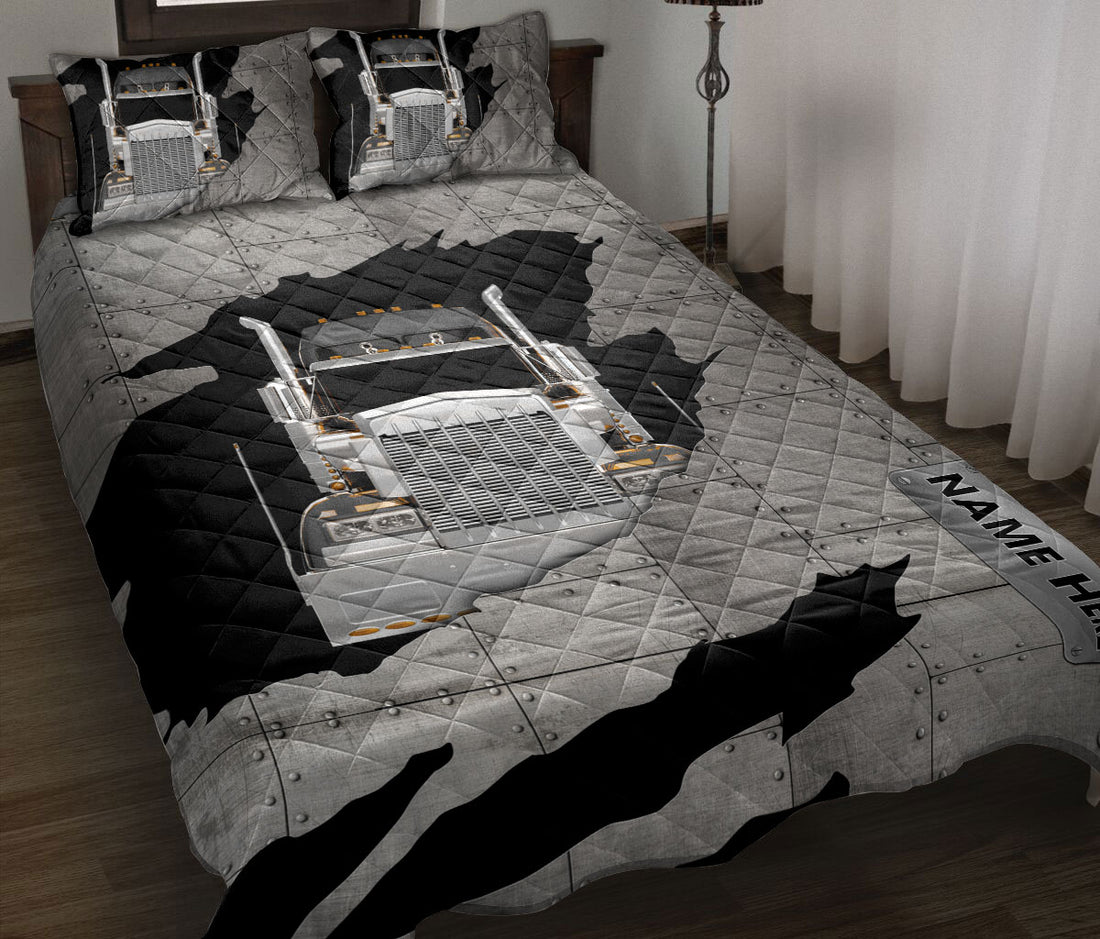 Ohaprints-Quilt-Bed-Set-Pillowcase-Black-Truck-Crack-For-Trucker-Driver-Custom-Personalized-Name-Blanket-Bedspread-Bedding-3487-Throw (55'' x 60'')