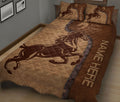 Ohaprints-Quilt-Bed-Set-Pillowcase-Love-Horse-Running-Animal-Brown-Pattern-Unique-Gift-Custom-Personalized-Name-Blanket-Bedspread-Bedding-658-King (90'' x 100'')