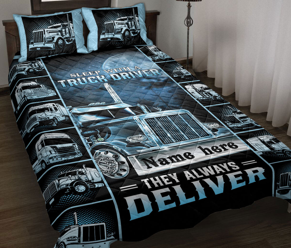 Ohaprints-Quilt-Bed-Set-Pillowcase-Sleep-With-A-Truck-Driver-They-Always-Deliver-Gift-Custom-Personalized-Name-Blanket-Bedspread-Bedding-794-Throw (55'' x 60'')