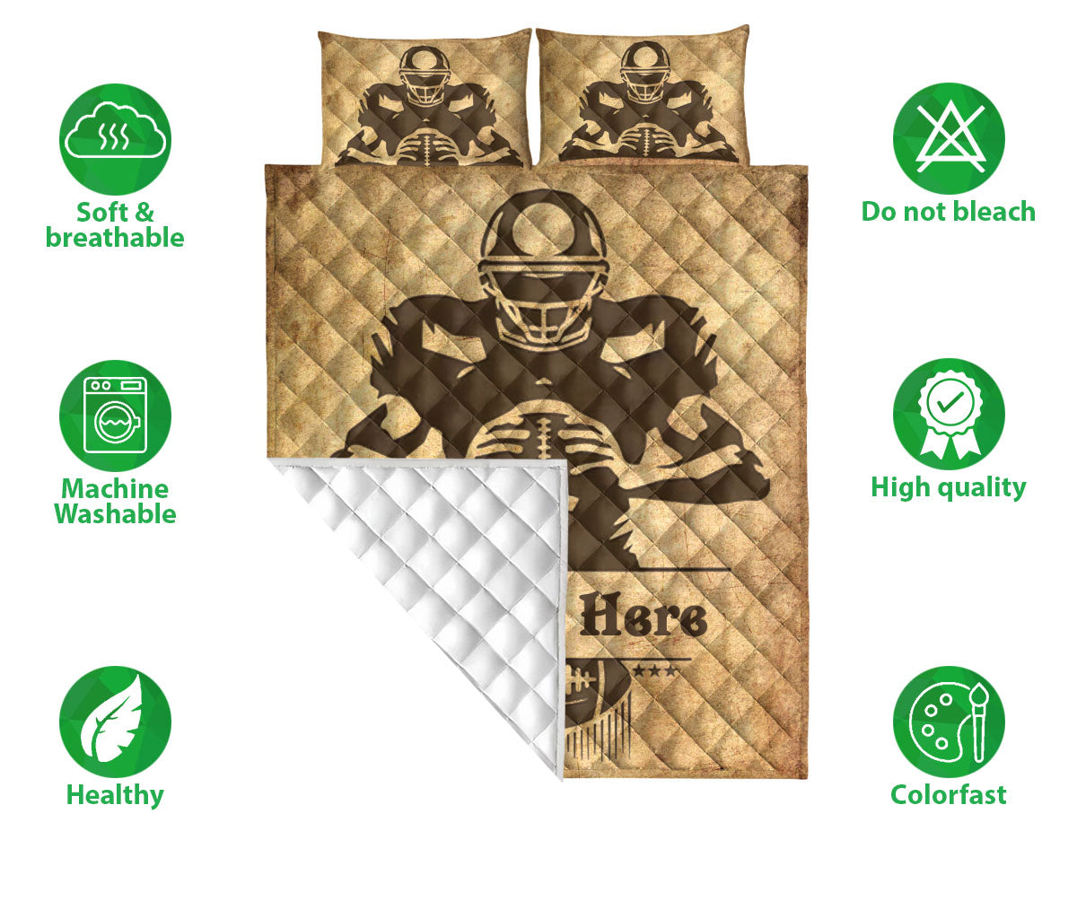 Ohaprints-Quilt-Bed-Set-Pillowcase-American-Football-Player-Sport-Lover-Fan-Unique-Gift-Custom-Personalized-Name-Blanket-Bedspread-Bedding-2966-Double (70'' x 80'')