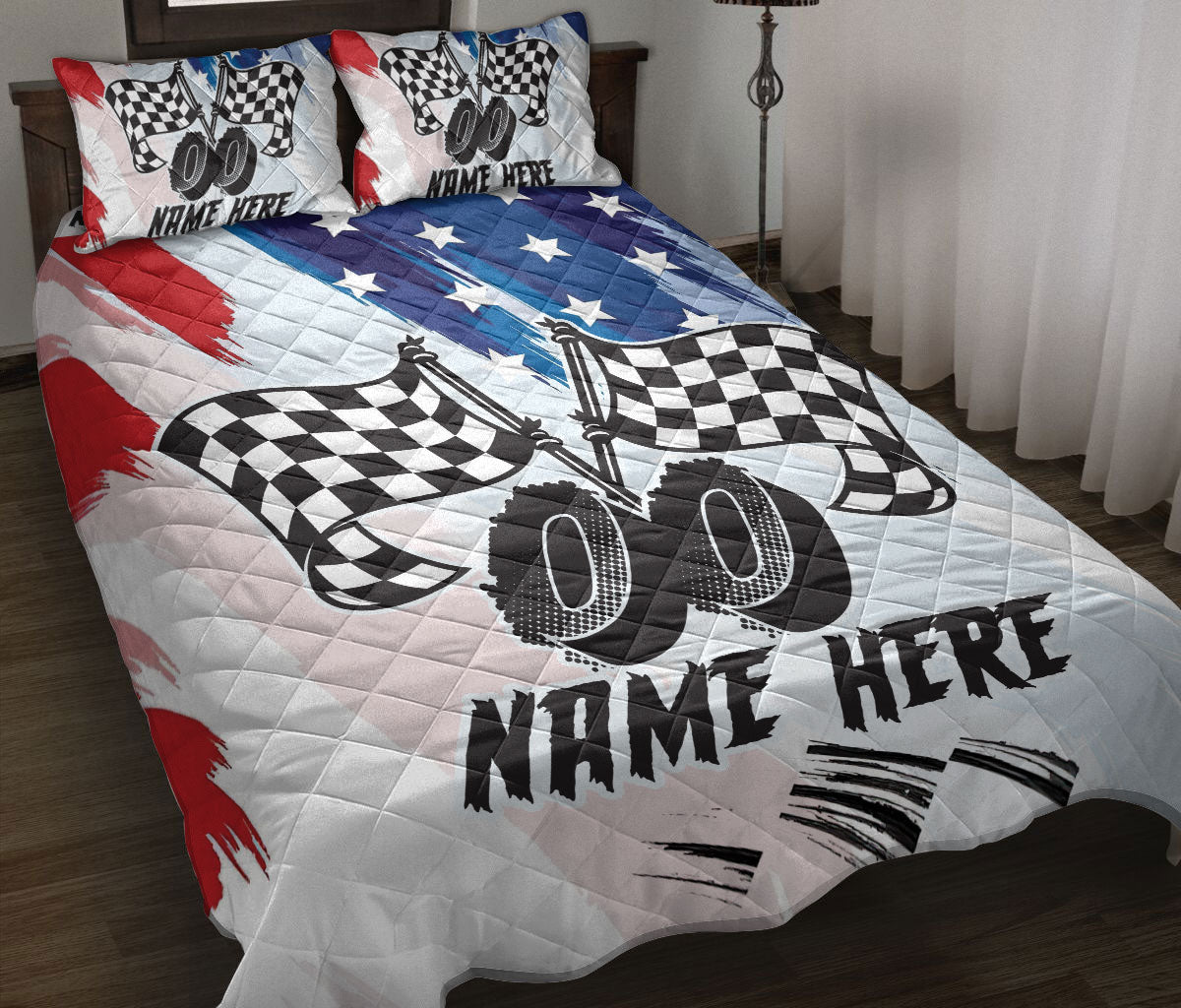 Ohaprints-Quilt-Bed-Set-Pillowcase-Racing-Lover-Racer-Sports-Lover-Unique-Gift-Custom-Personalized-Name-Number-Blanket-Bedspread-Bedding-667-Throw (55'' x 60'')