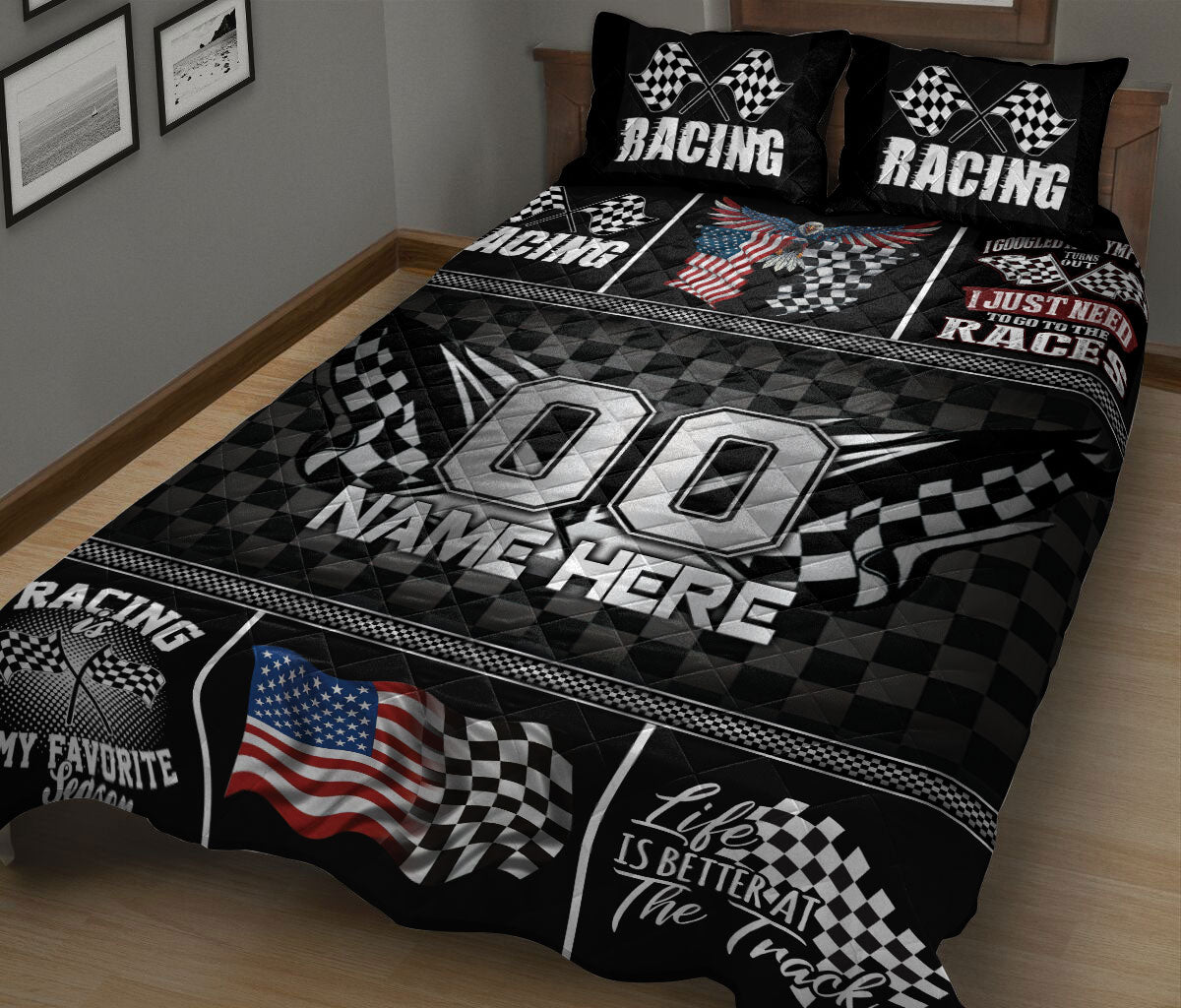 Ohaprints-Quilt-Bed-Set-Pillowcase-Racing-Racer-Life-Is-Better-At-The-Track-Gift-Custom-Personalized-Name-Number-Blanket-Bedspread-Bedding-1962-King (90'' x 100'')