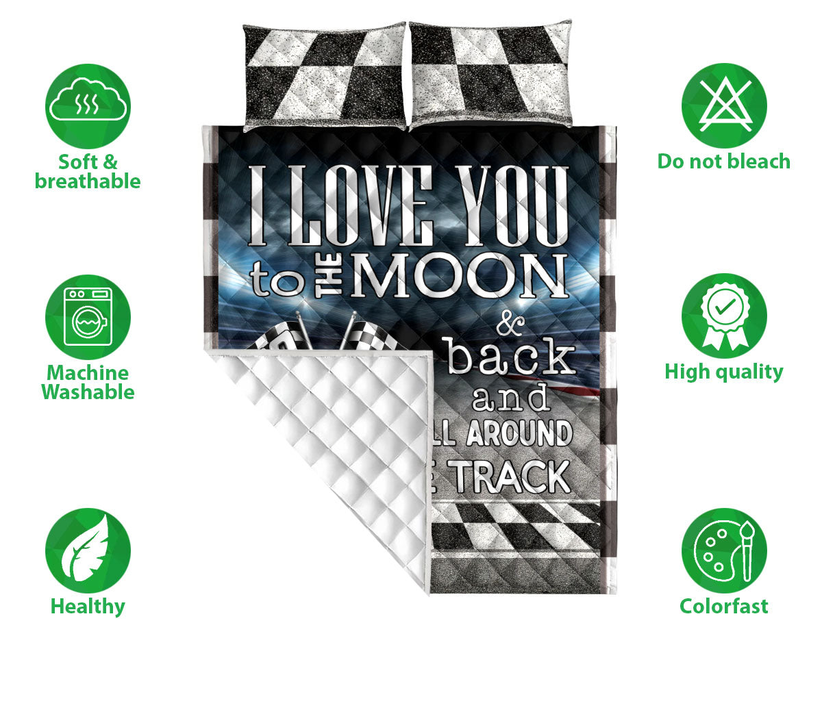 Ohaprints-Quilt-Bed-Set-Pillowcase-Racing-Love-You-To-The-Moon-&-Back-Unique-Gift-Custom-Personalized-Name-Number-Blanket-Bedspread-Bedding-1374-Double (70'' x 80'')