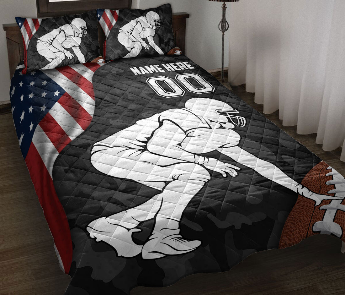 Ohaprints-Quilt-Bed-Set-Pillowcase-American-Football-Player-Us-Flag-Pattern-Custom-Personalized-Name-Number-Blanket-Bedspread-Bedding-46-Throw (55'' x 60'')