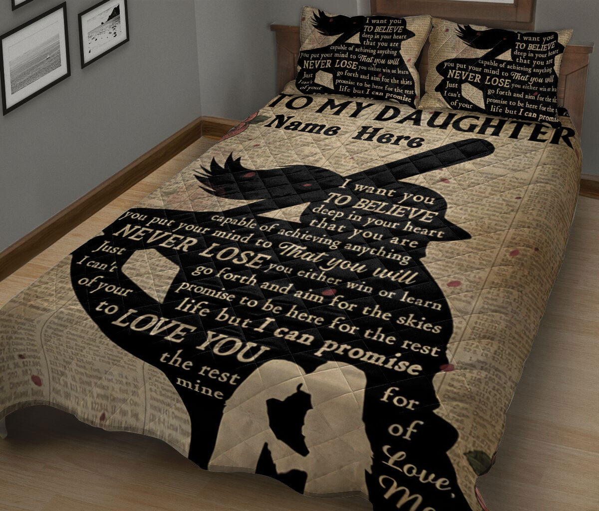 Ohaprints-Quilt-Bed-Set-Pillowcase-Softball-Sport-To-My-Daughter-Unique-Gift-From-Mom-Custom-Personalized-Name-Blanket-Bedspread-Bedding-3028-King (90'' x 100'')