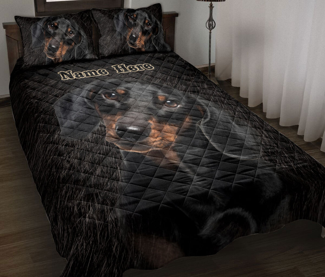 Ohaprints-Quilt-Bed-Set-Pillowcase-Dachshund-Weiner-Doxie-Hair-Pattern-Dog-Lover-Gift-Custom-Personalized-Name-Blanket-Bedspread-Bedding-636-Throw (55'' x 60'')
