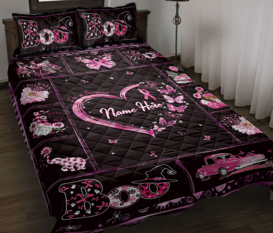 Ohaprints-Quilt-Bed-Set-Pillowcase-Breast-Cancer-Awareness-Survivor-Get-Well-Soon-Gift-Custom-Personalized-Name-Blanket-Bedspread-Bedding-2552-Throw (55'' x 60'')
