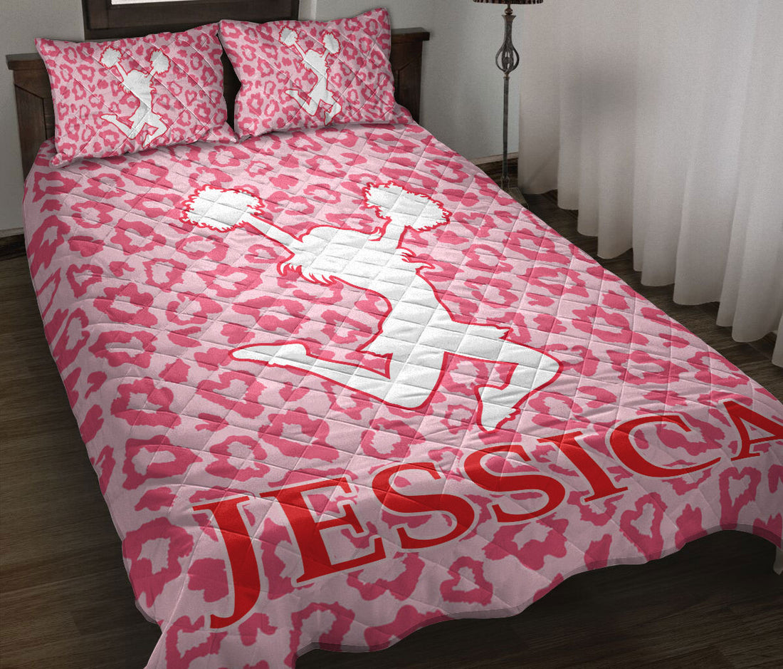 Ohaprints-Quilt-Bed-Set-Pillowcase-Cheerleading-Cheerleader-Pink-Leopard-Gift-For-Her-Custom-Personalized-Name-Blanket-Bedspread-Bedding-1274-Throw (55'' x 60'')