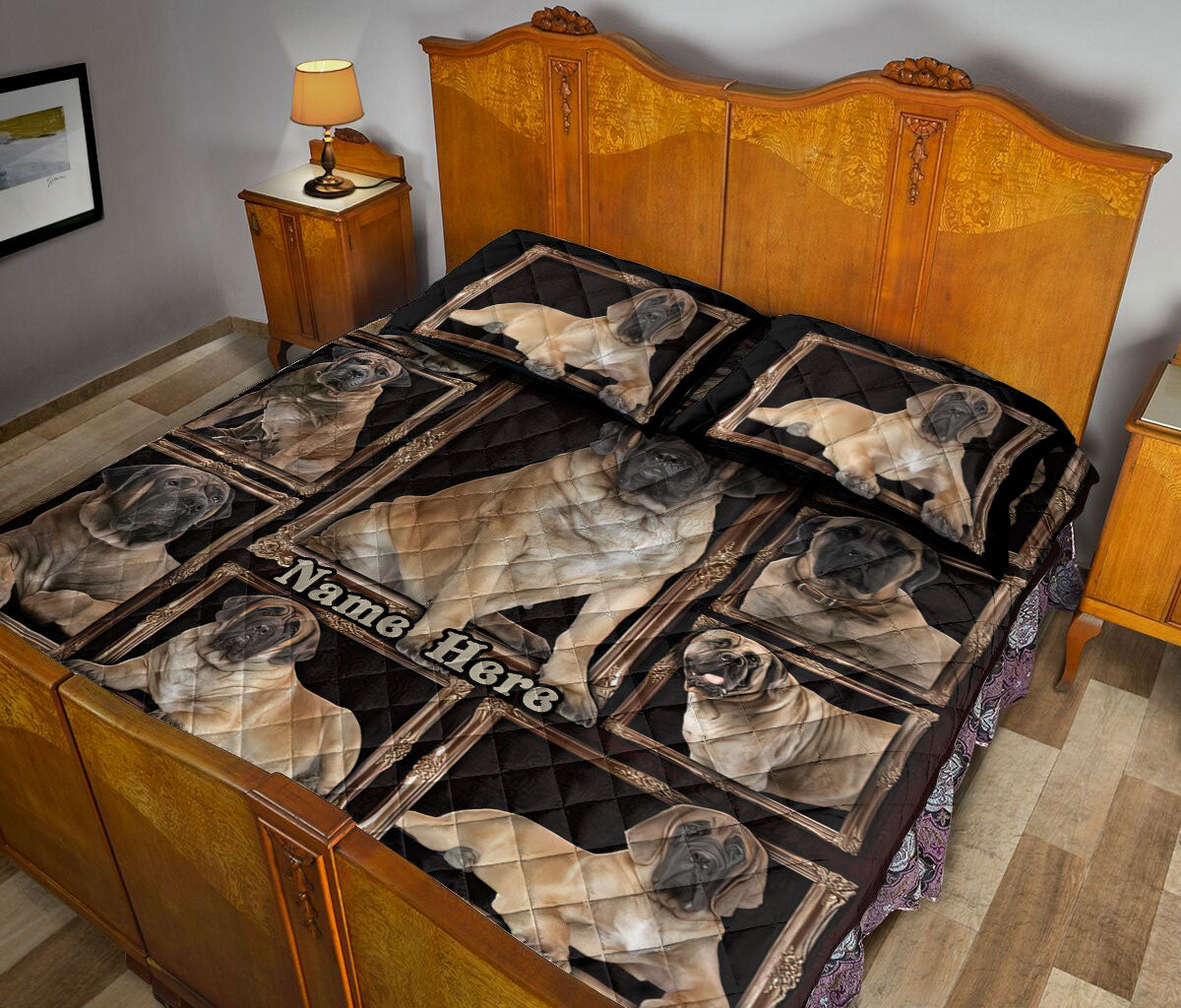 Ohaprints-Quilt-Bed-Set-Pillowcase-English-Mastiff-Dog-Unique-Gift-For-Dog-Lovers-Custom-Personalized-Name-Blanket-Bedspread-Bedding-2453-Queen (80'' x 90'')