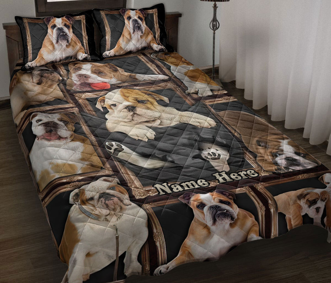 Ohaprints-Quilt-Bed-Set-Pillowcase-Cute-English-Bull-Bulldog-Dog-Lover-Unique-Gift-Custom-Personalized-Name-Blanket-Bedspread-Bedding-1082-Throw (55'' x 60'')